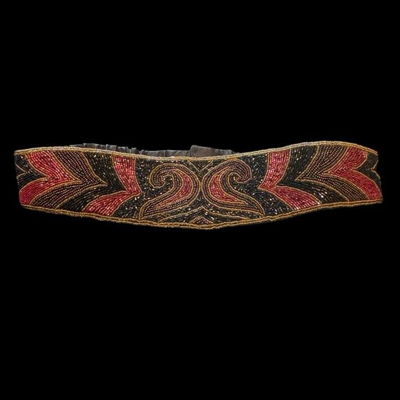 Vtg Alexon Mid Century Style Beaded Statement Waist Belt main image 5